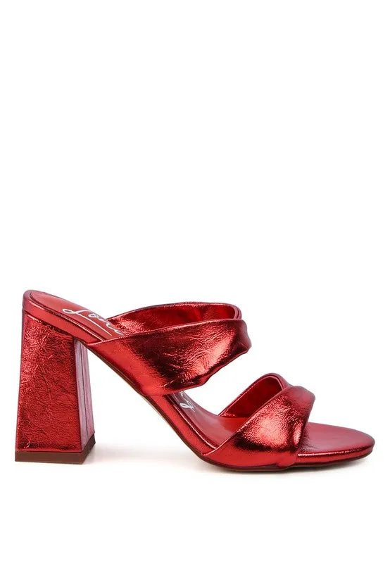 High Block Heel Double Strap Sandals