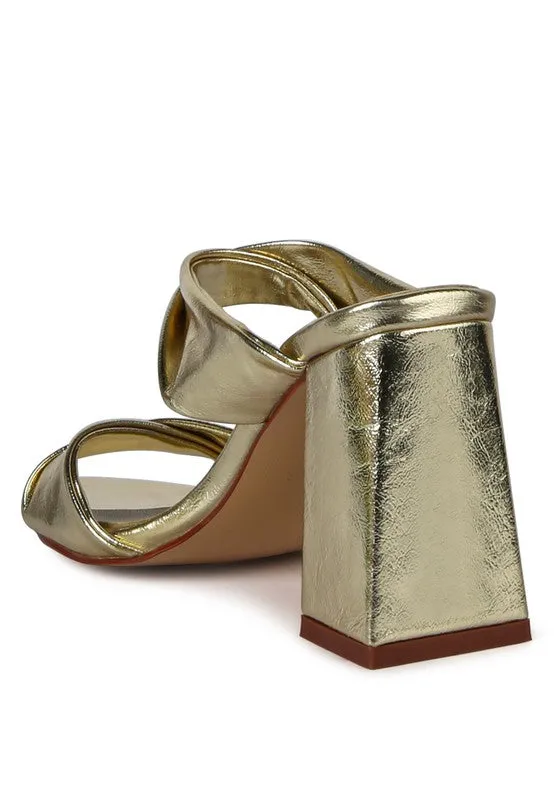 High Block Heel Double Strap Sandals