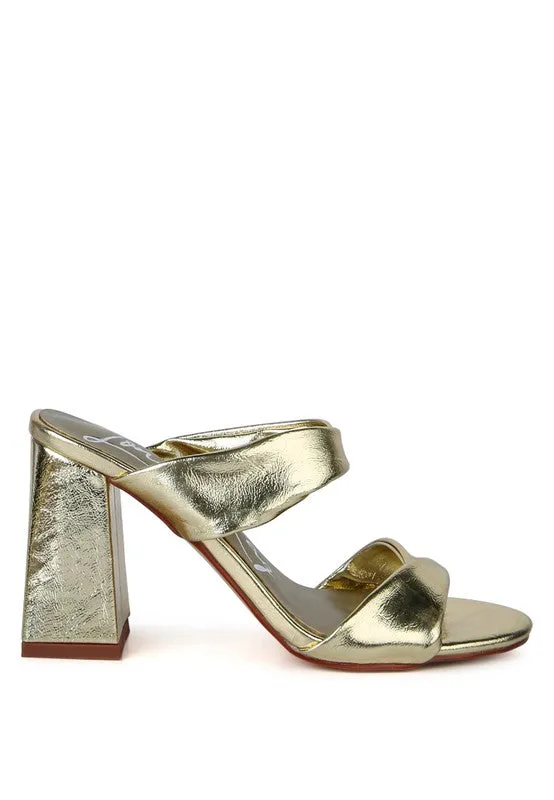 High Block Heel Double Strap Sandals