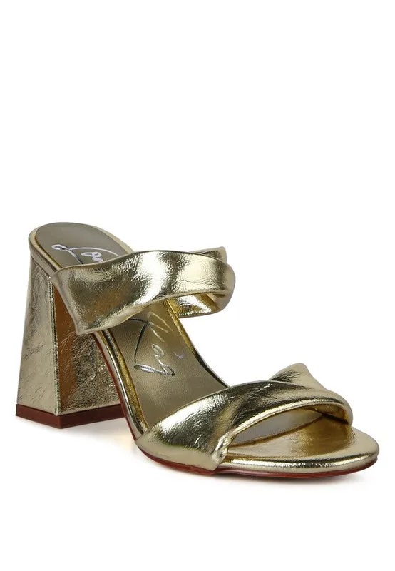High Block Heel Double Strap Sandals