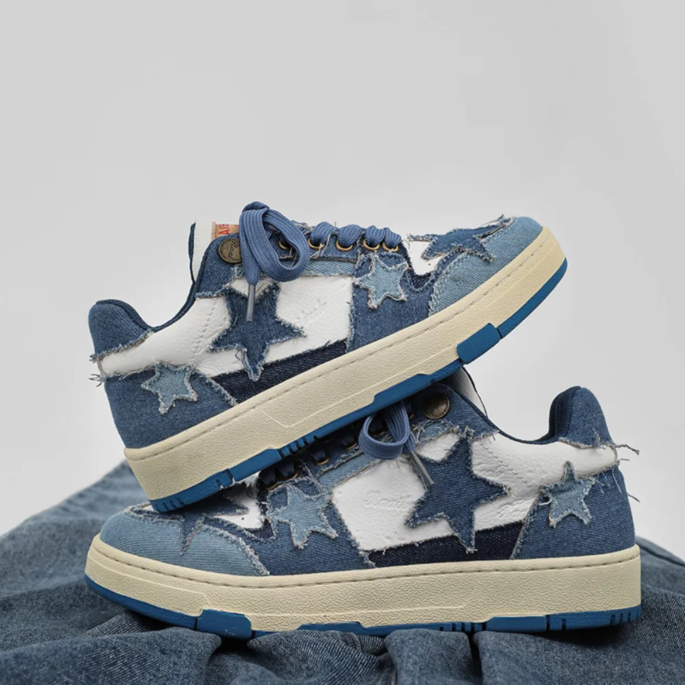 High Street Cowboy Star Patchwork Blue Sneakers