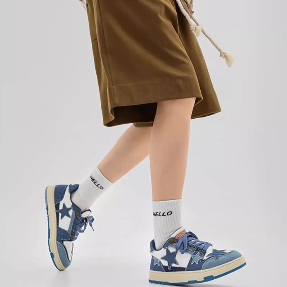 High Street Cowboy Star Patchwork Blue Sneakers