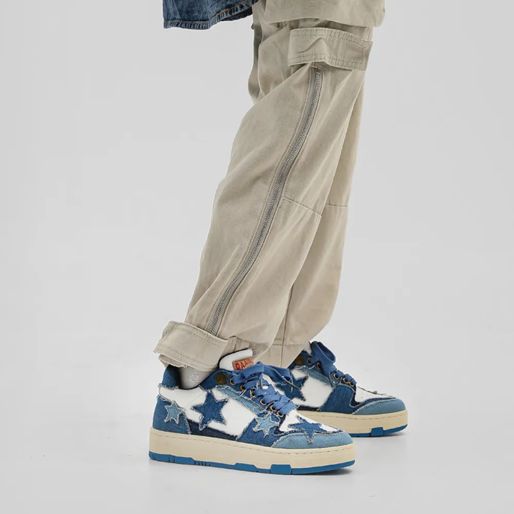High Street Cowboy Star Patchwork Blue Sneakers
