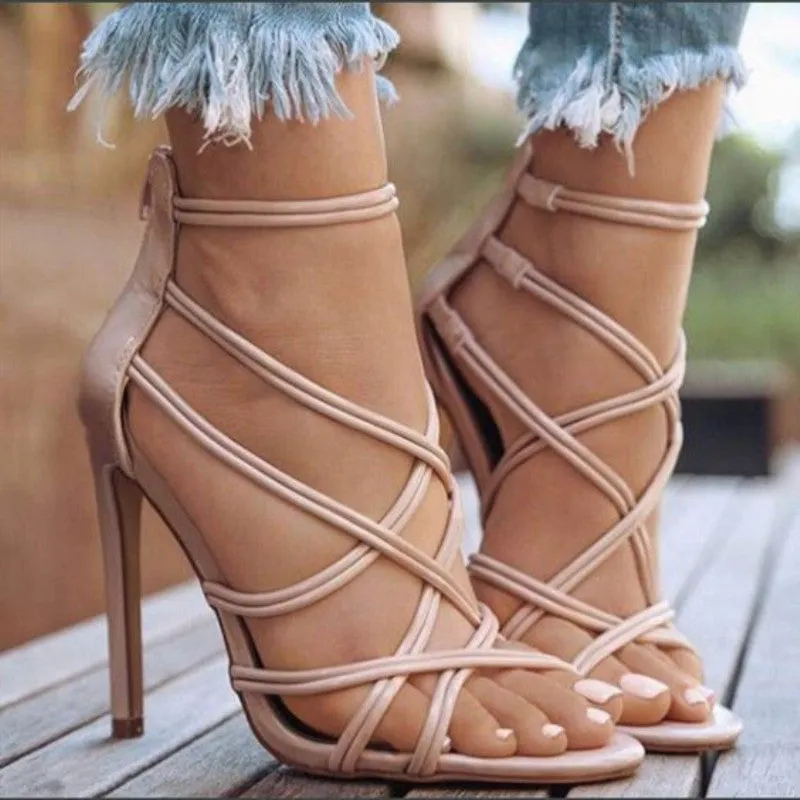 Hollow Out Cross-strap High Heel Sandals