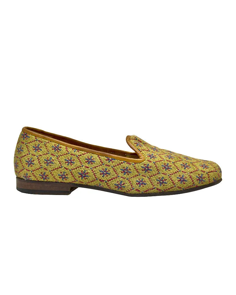 Honeycomb Pattern Needlepoint Slippers