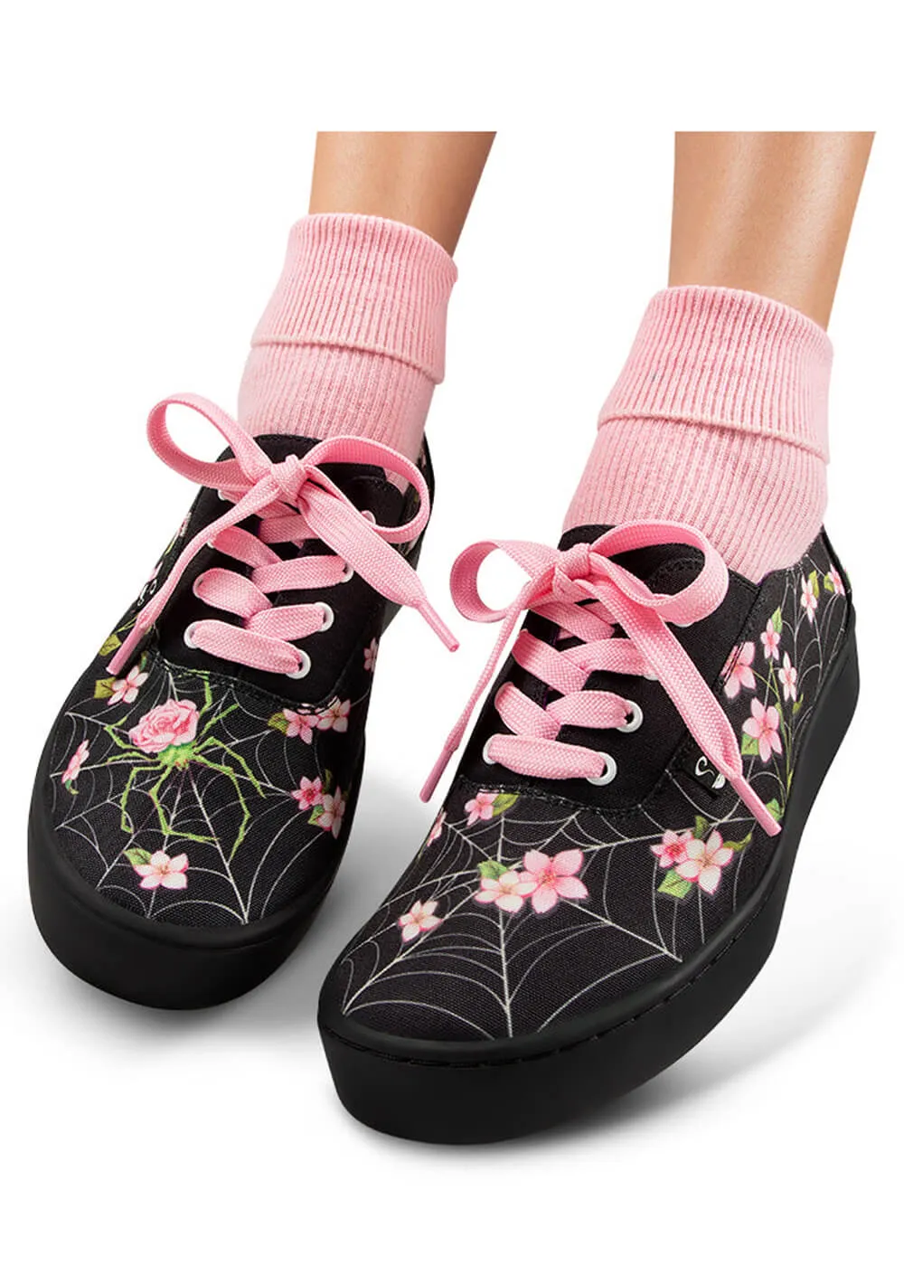 Hot Chocolate Design Spider Blossom Sneakers Trainers Black