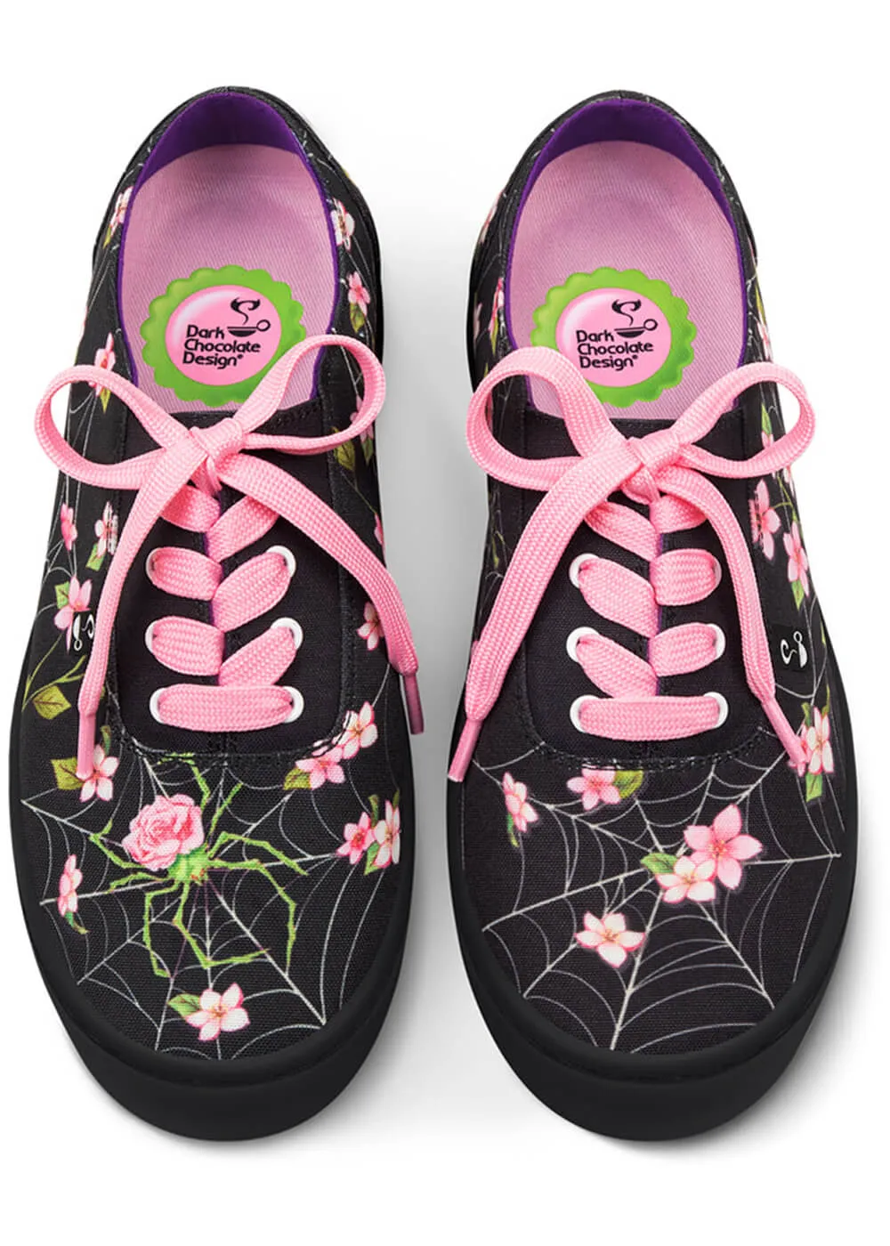 Hot Chocolate Design Spider Blossom Sneakers Trainers Black