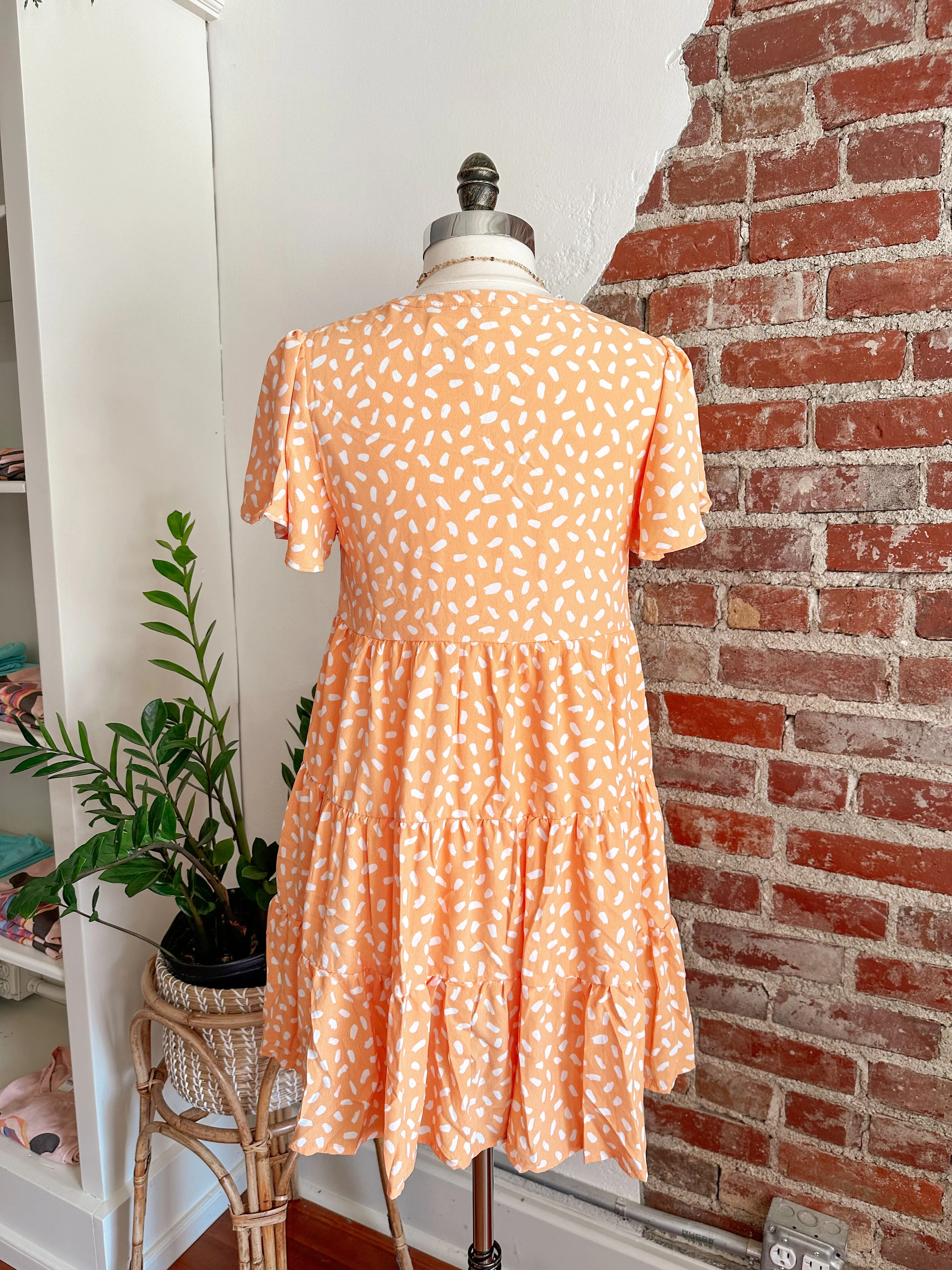 Jill Geo Print Mini 3 Tier Dress - Coral