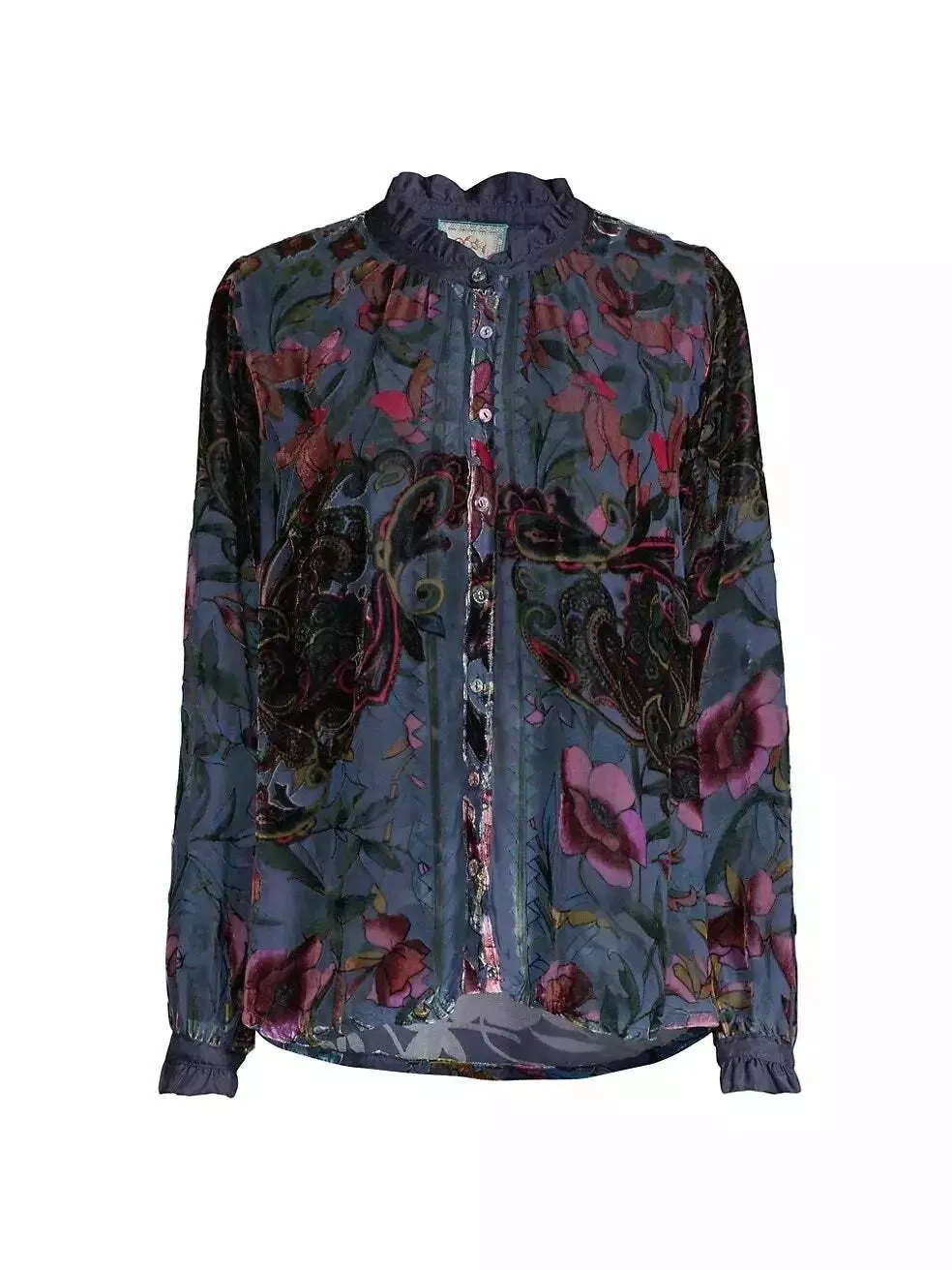 Johnny Was Clara Gweneth Burnout Tunic Dress Embroidered Blue Floral XXL New