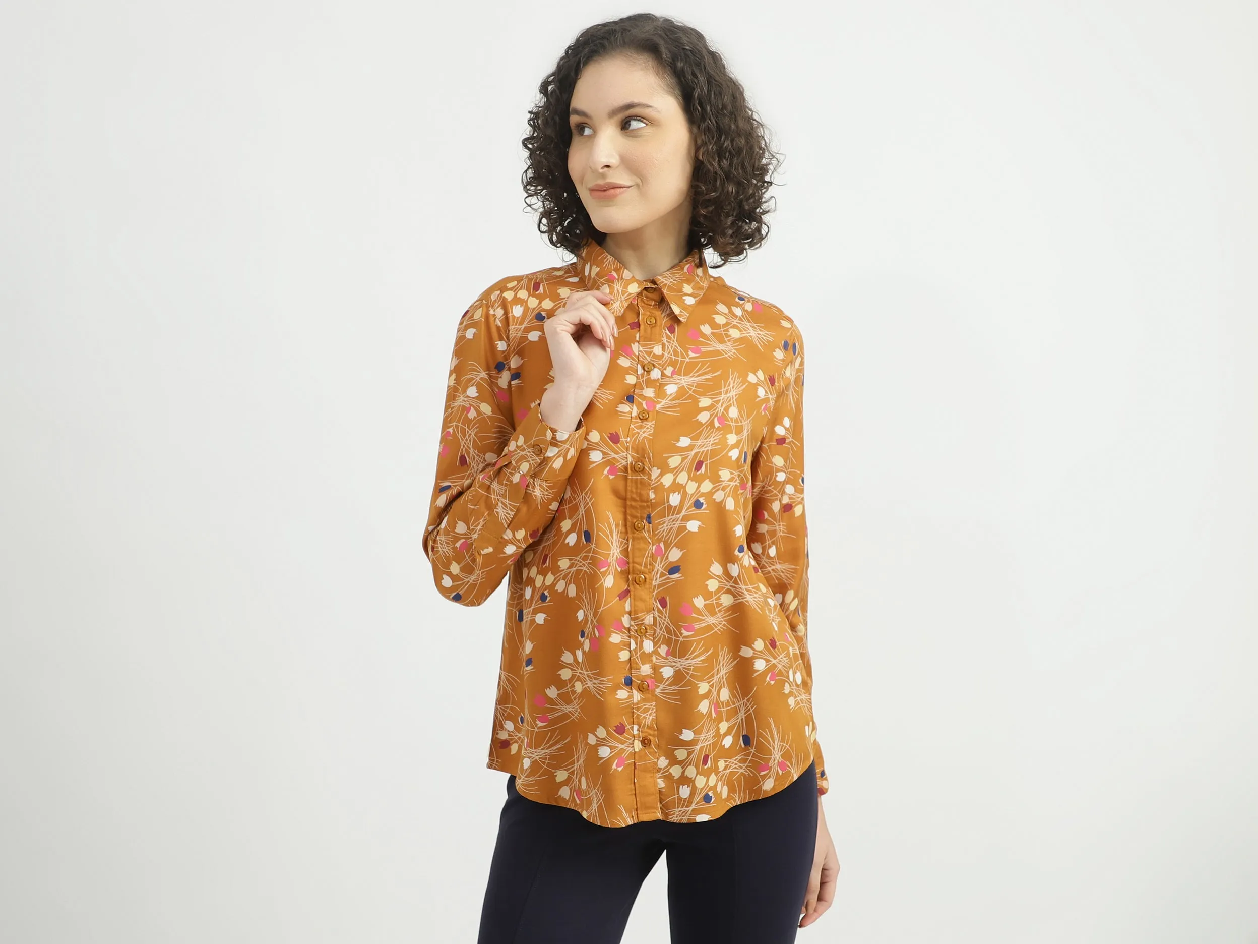 Ladies Long Sleeve Printed Shirt