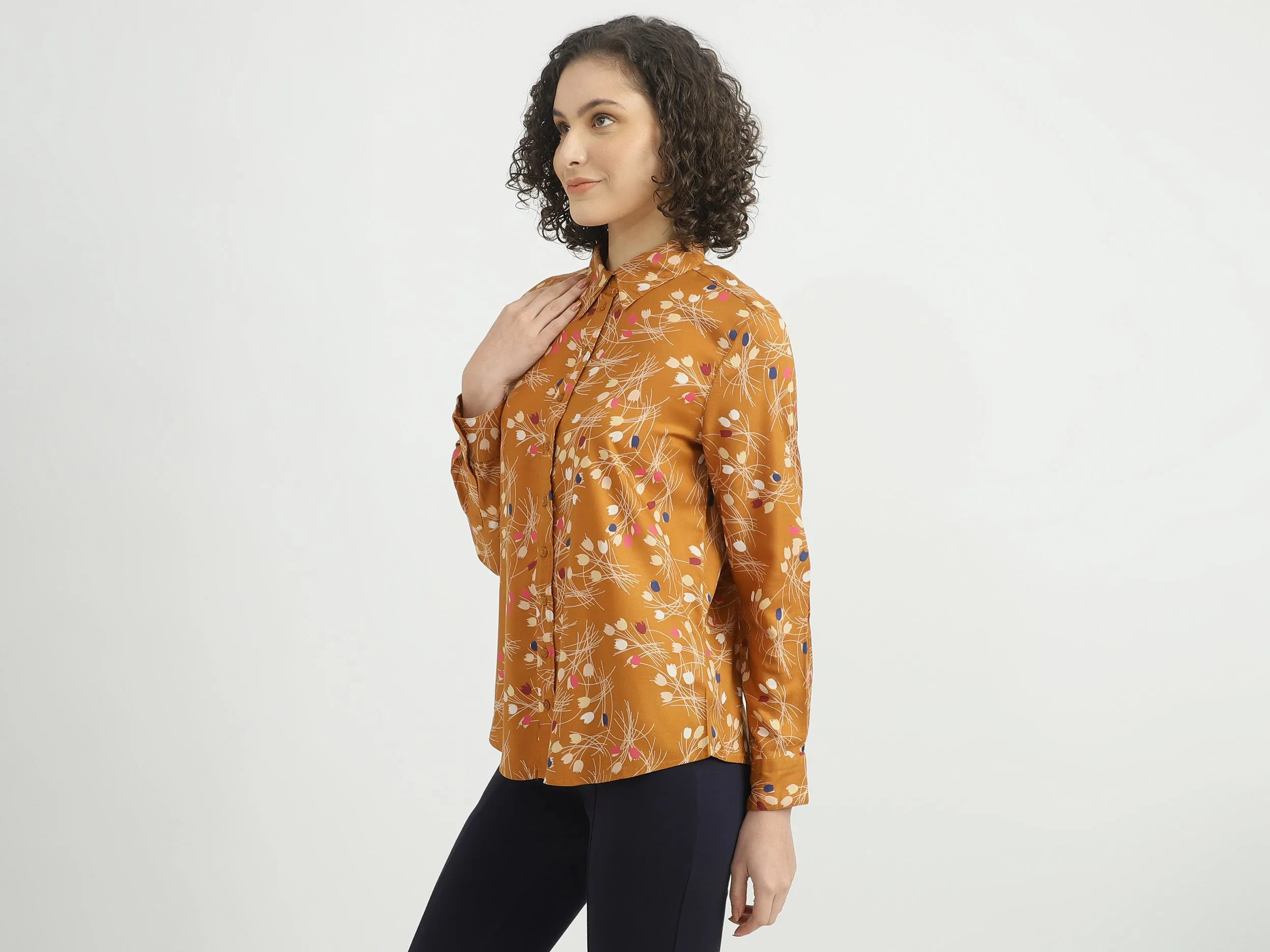 Ladies Long Sleeve Printed Shirt