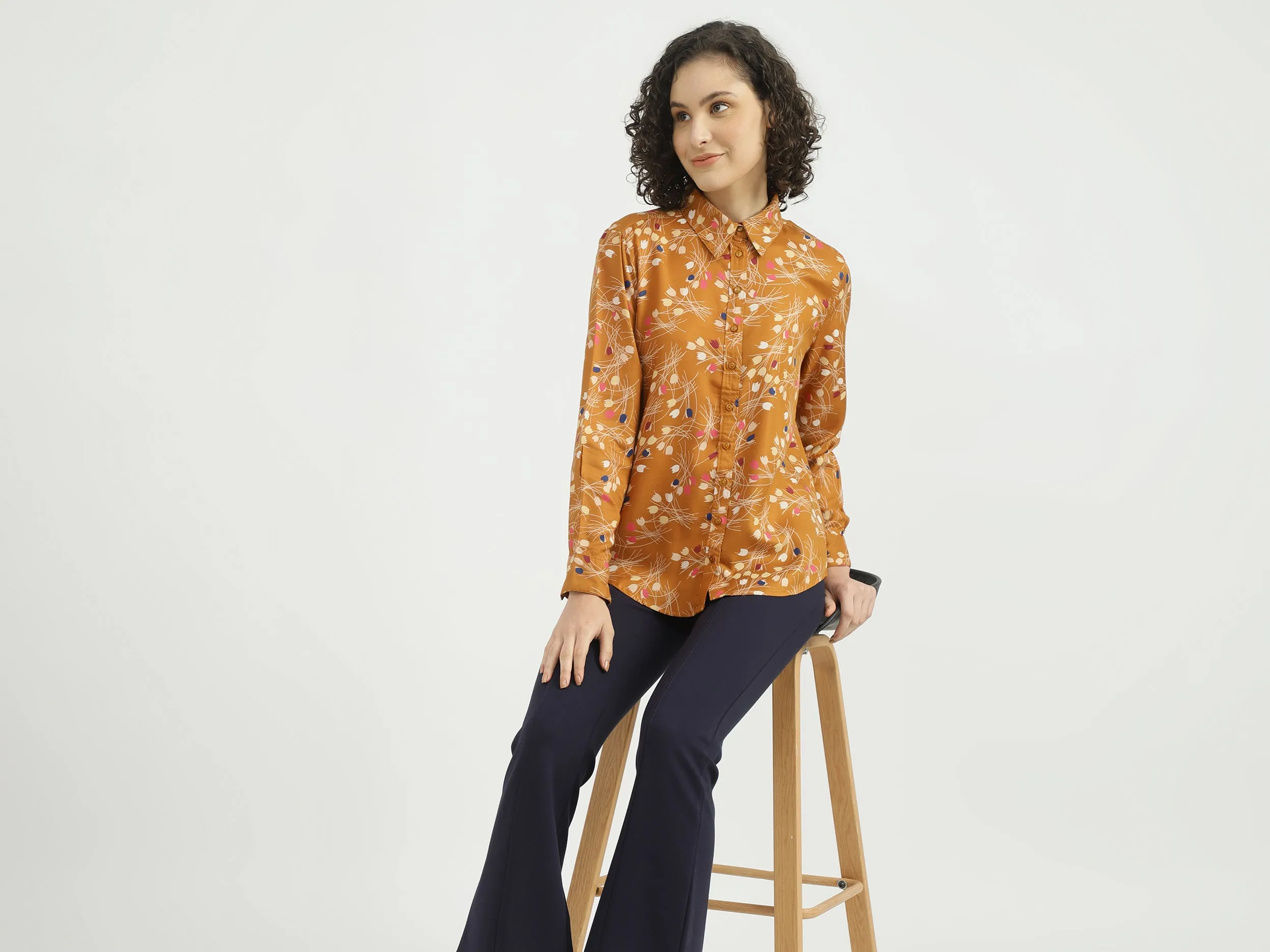 Ladies Long Sleeve Printed Shirt