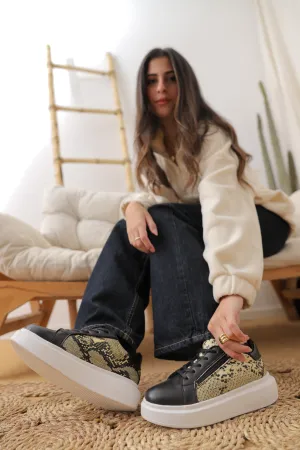 Laidback Luxe Sneakers - Snake Black