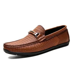 Leather men's shoes  spring and autumn brand British style plaid comfortable high quality casual simple black loafers