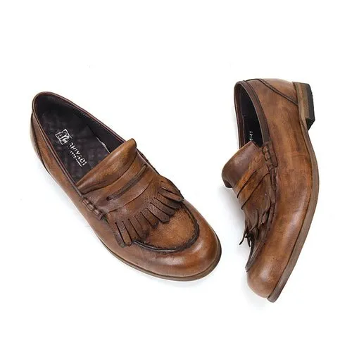 Leather retro tassel casual leather shoes handmade loafers