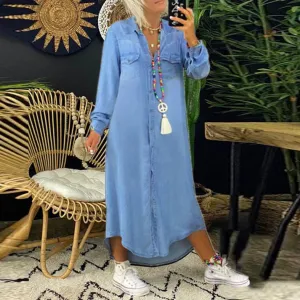 Lia | Comfortable Denim Shirt Dress