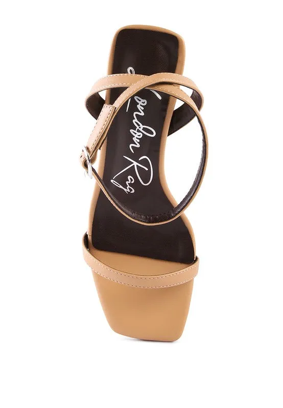 London Rag Block Heel Ankle Strap Sandals