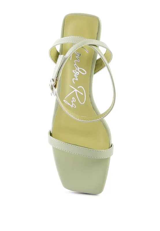 London Rag Block Heel Ankle Strap Sandals