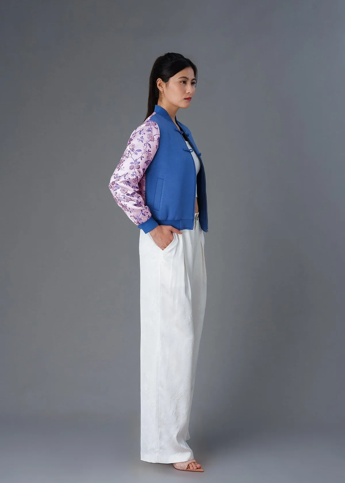 Love In Mist Bomber Jacket (Blue/ Pink)