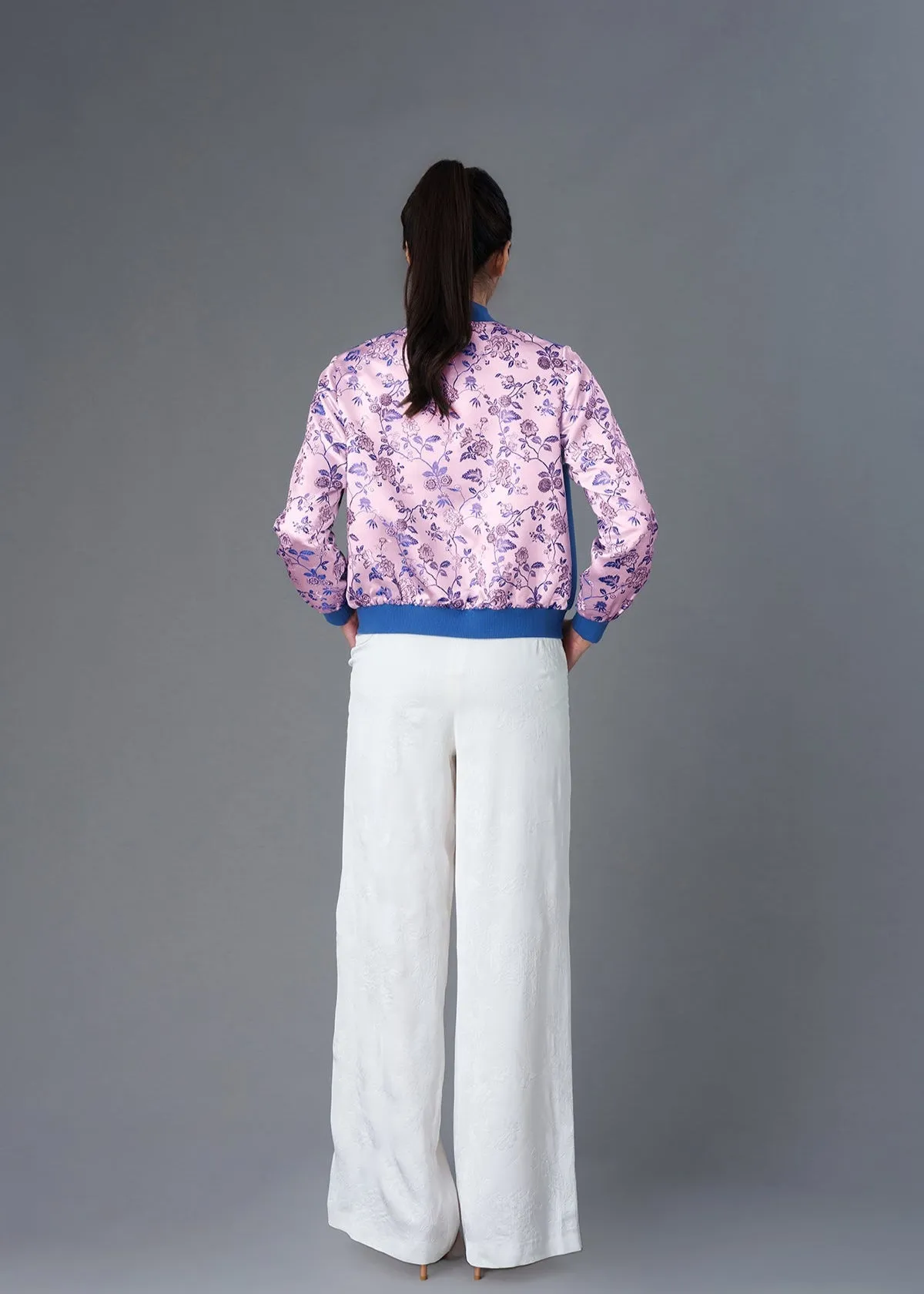 Love In Mist Bomber Jacket (Blue/ Pink)