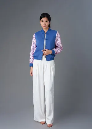 Love In Mist Bomber Jacket (Blue/ Pink)