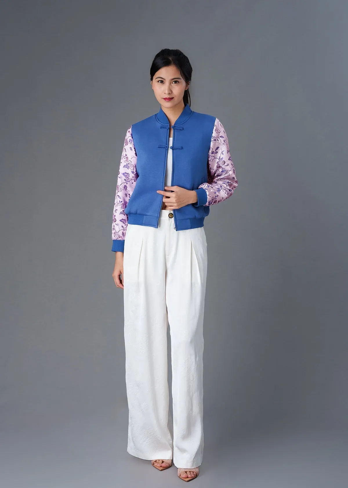 Love In Mist Bomber Jacket (Blue/ Pink)