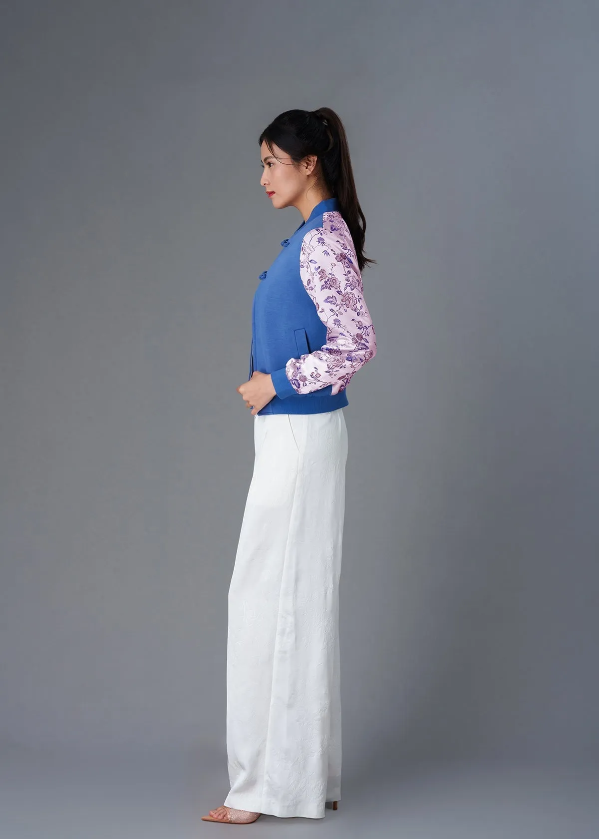 Love In Mist Bomber Jacket (Blue/ Pink)