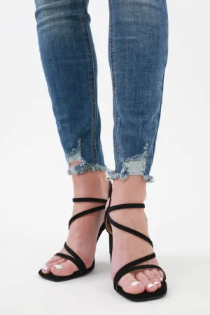 Luxe Strappy High Heels -Black