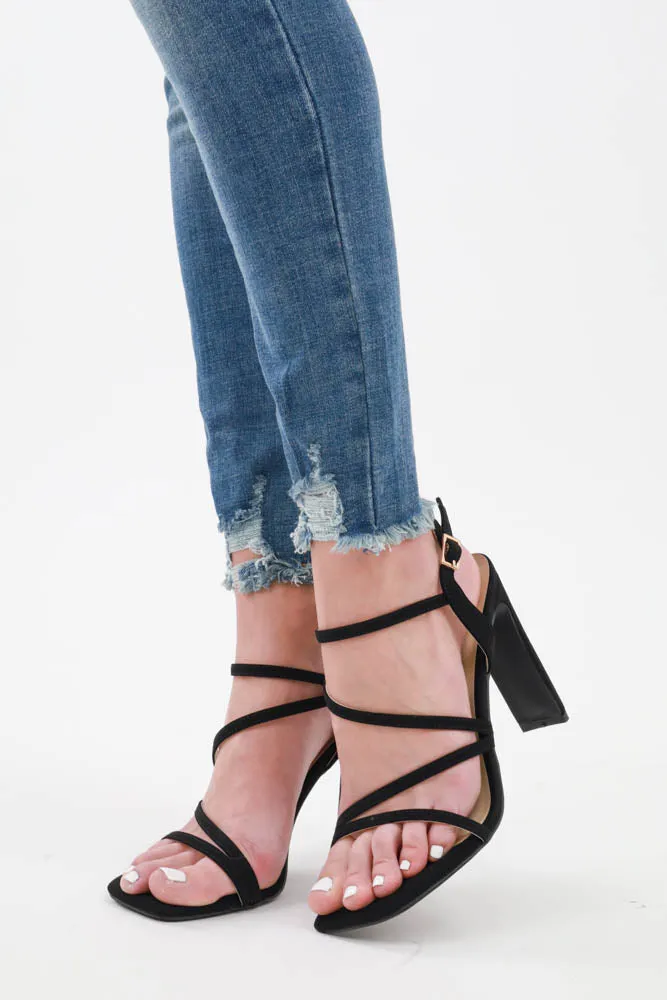 Luxe Strappy High Heels -Black