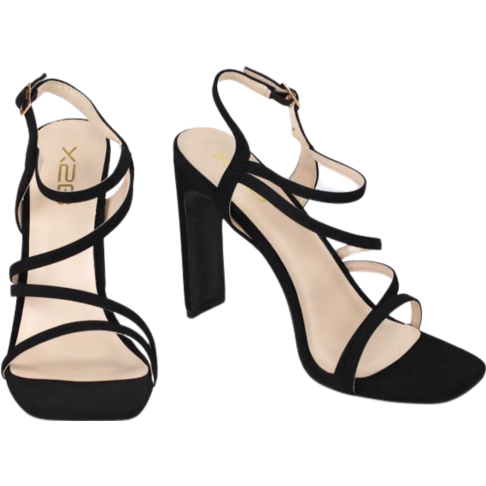 Luxe Strappy High Heels -Black
