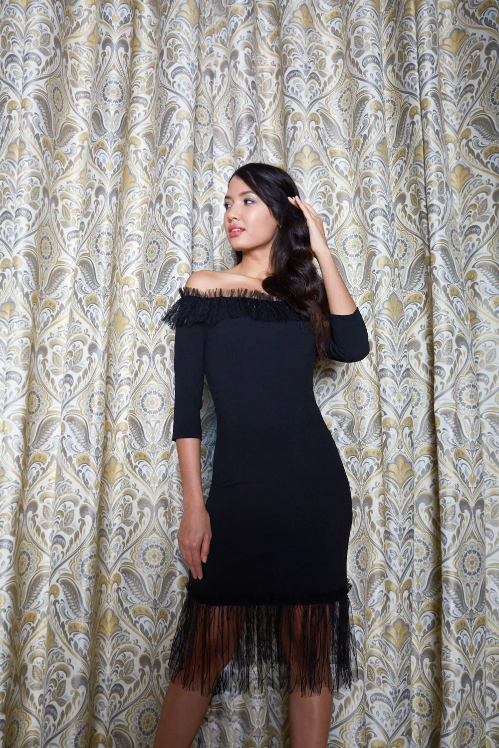 Lyrical Off Shoulder Black Dress