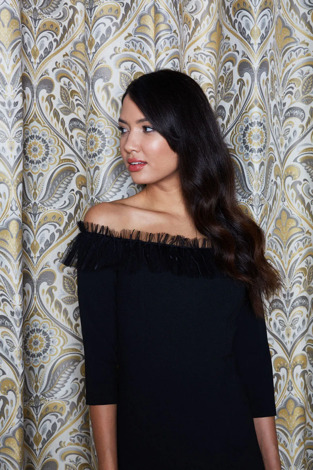 Lyrical Off Shoulder Black Dress