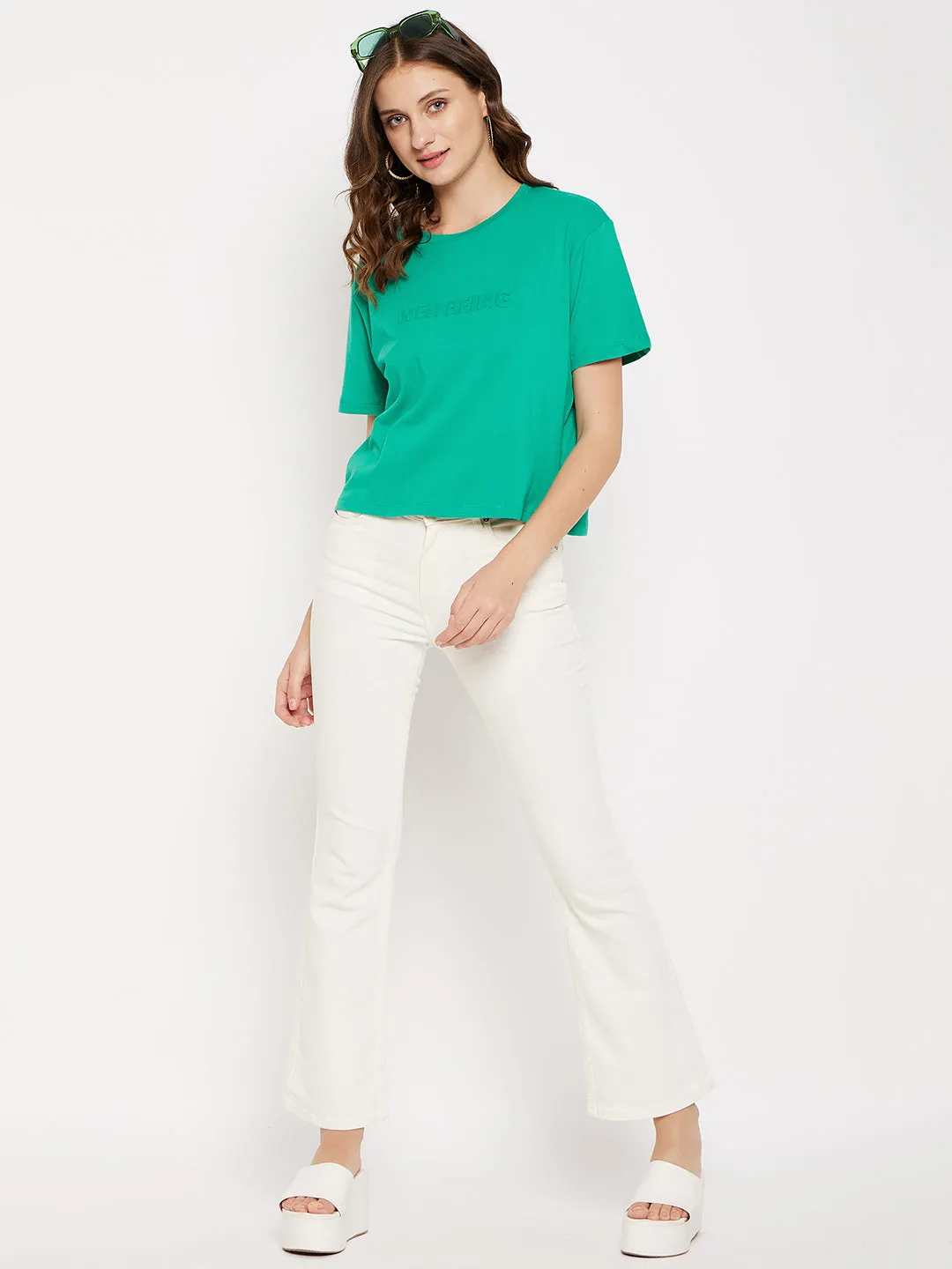 Madame Crew Neck Zen Green Printed T-Shirt