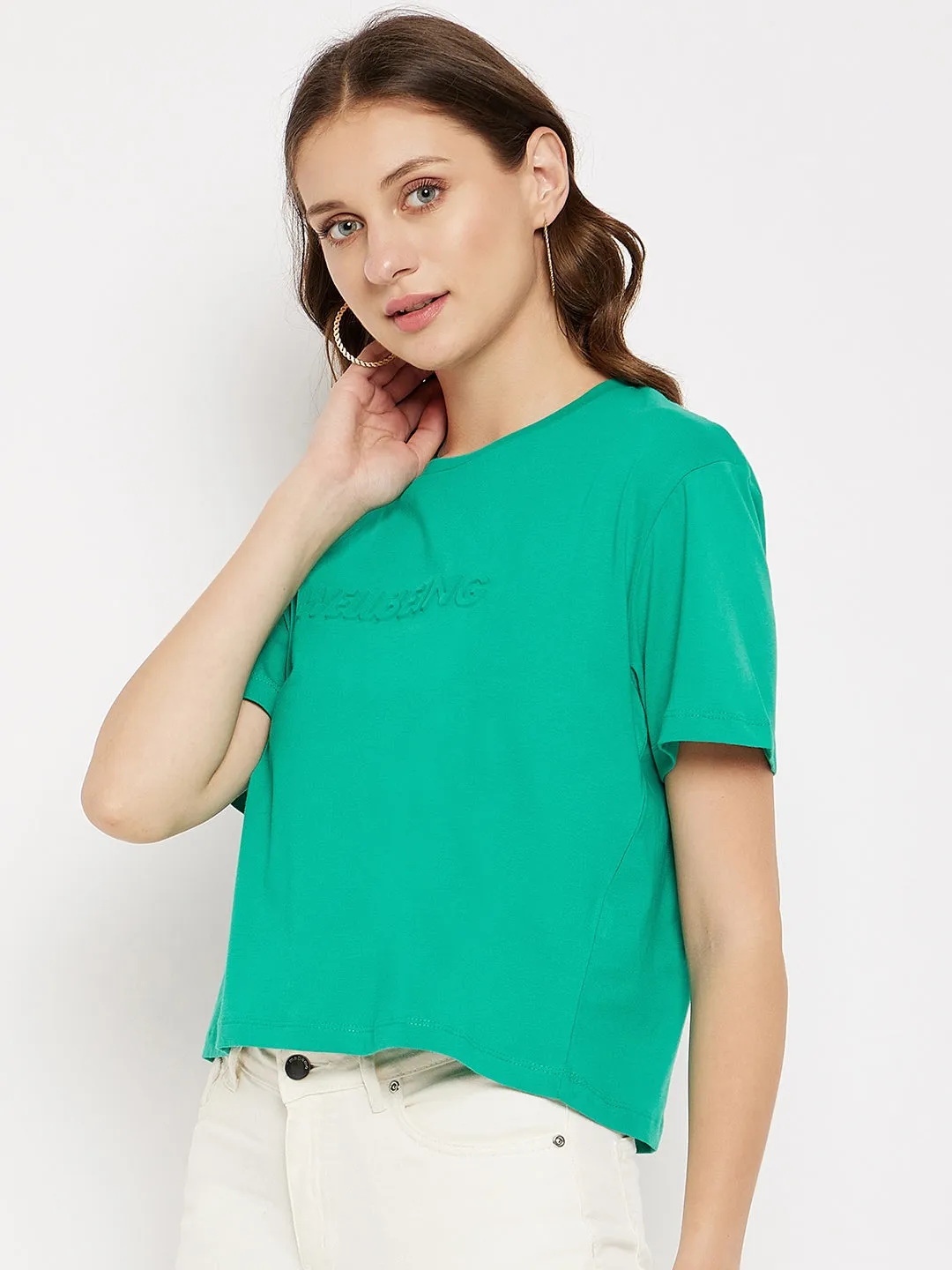 Madame Crew Neck Zen Green Printed T-Shirt