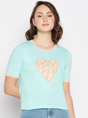 Madame Light Aqua Typography Top