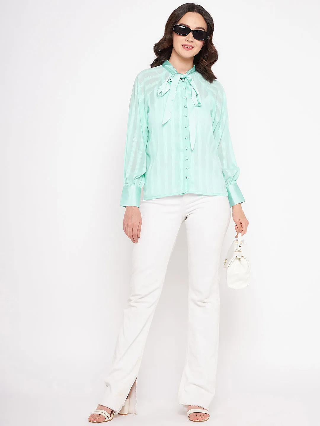 Madame Sea Green Knot Detailing Top