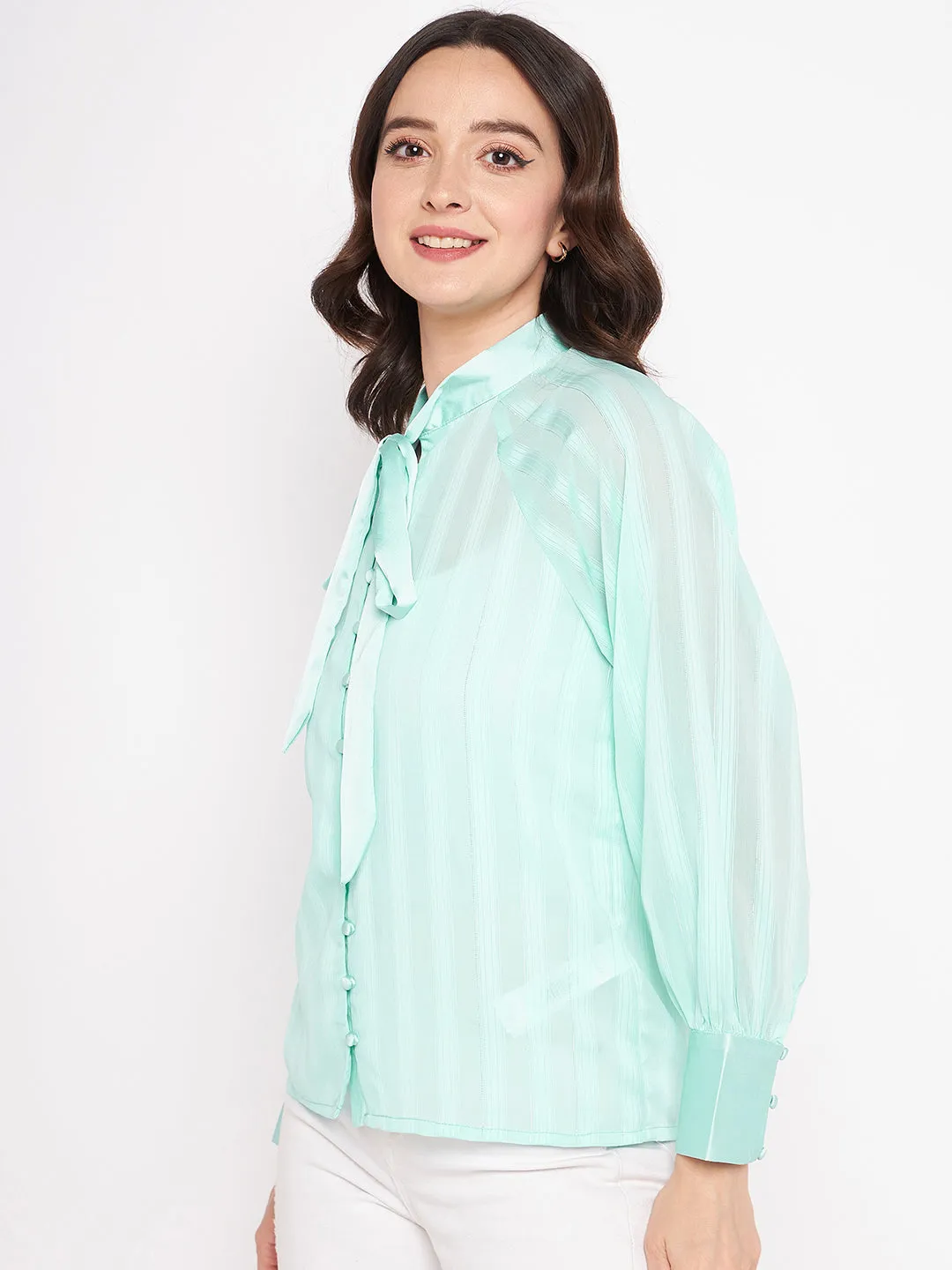 Madame Sea Green Knot Detailing Top
