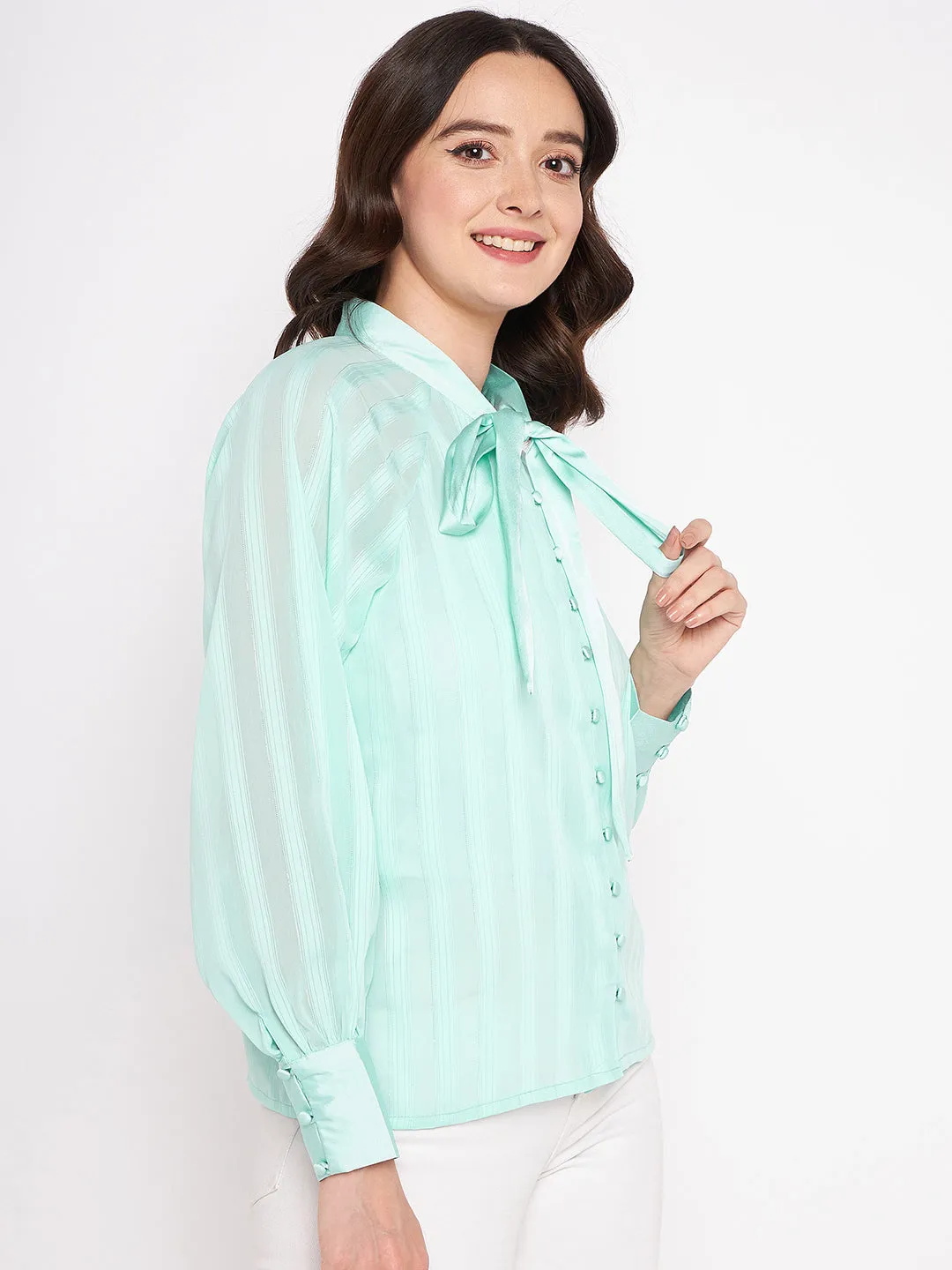 Madame Sea Green Knot Detailing Top