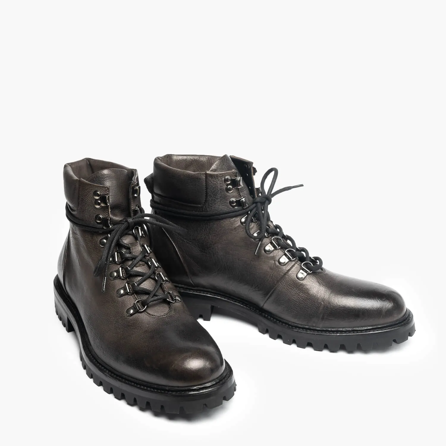 Matteo | Men's hiking boots in dark grey buffalo leather