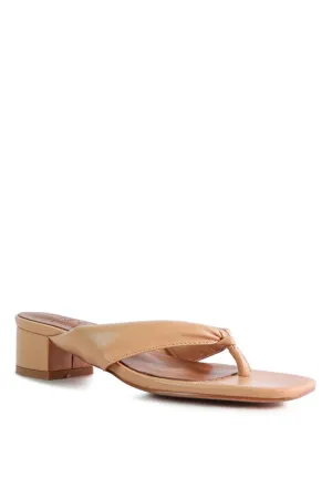 MEMESTAR Latte Tan Low Heel Thong Sandals