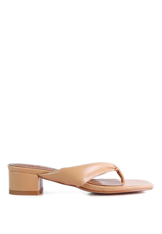 MEMESTAR Latte Tan Low Heel Thong Sandals