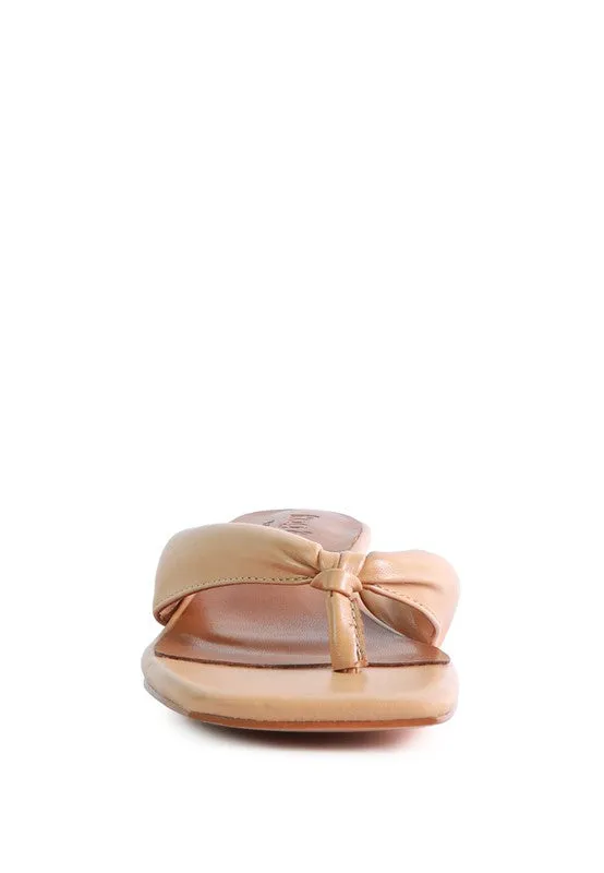 MEMESTAR Latte Tan Low Heel Thong Sandals