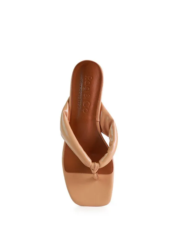 MEMESTAR Latte Tan Low Heel Thong Sandals