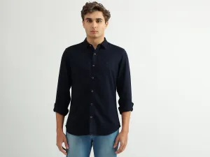 Men Checked Spread Collar Shirt