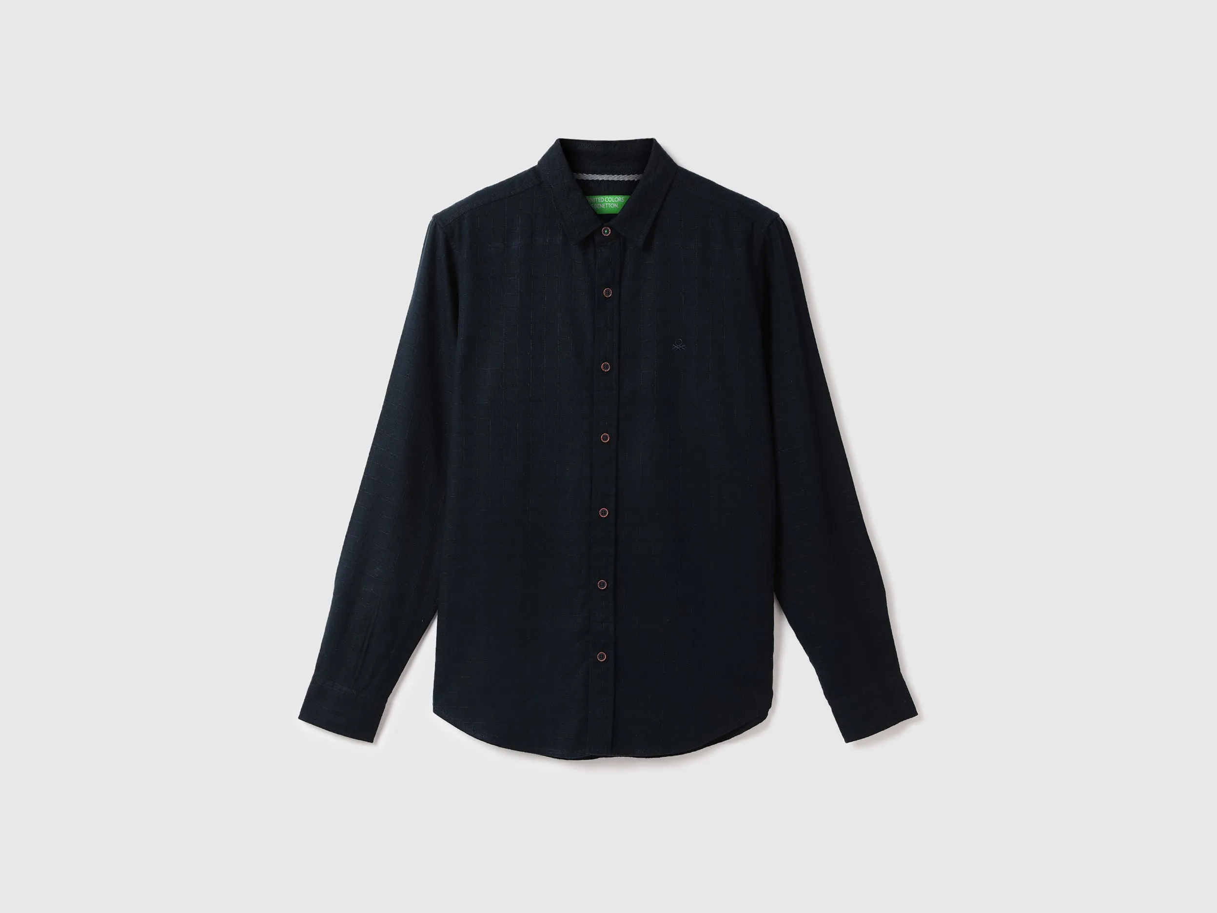 Men Checked Spread Collar Shirt