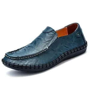 Men Flats Slip On Leather Loafers Up To Size 12