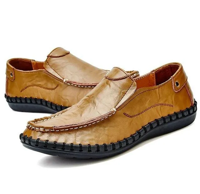 Men Flats Slip On Leather Loafers Up To Size 12