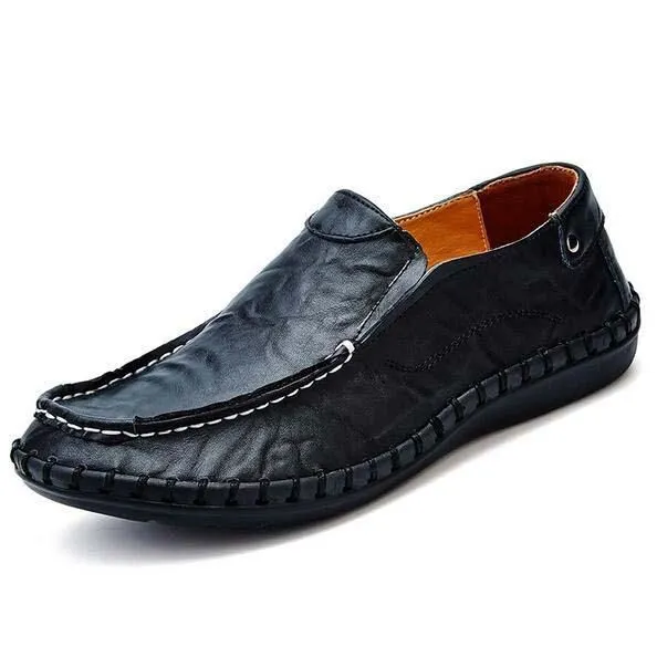 Men Flats Slip On Leather Loafers Up To Size 12