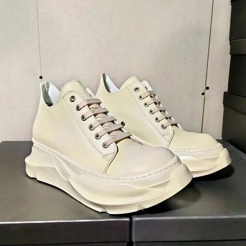 Men Preppy Style Lace Up Platform Height Increasing Sneakers