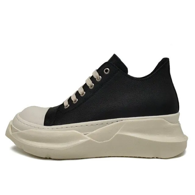 Men Preppy Style Lace Up Platform Height Increasing Sneakers